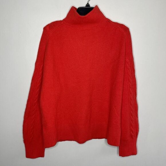 J CREW Sweater Womens Large Orange Cable-Knit 1/2-Zip NEW Supersoft Yarn BD032 - Picture 6 of 12